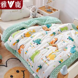 Yalu Детское одеяло 100х120 см, 1 кг, плюш, утепленное, мягкое, гипоаллергенное, принт Dinosaur Party