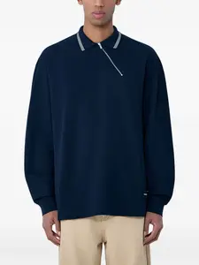 Поло с ребристым воротником на молнии до половины Miu Miu, синий