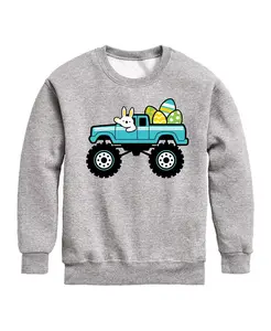 Флисовая толстовка для мальчиков с принтом "Пасхальный зайчик и монстр-трак" Hybrid, серый