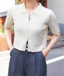 tiptop/Топ с двойной молнией и короткими рукавами в рубчик