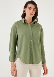 Блузка на пуговицах LELA, хаки
