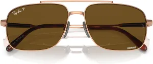 Солнцезащитные очки Ray-Ban RB8096 Michael Titanium прямоугольной формы, Shiny Light Brown/ Brown Polarized