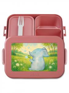 Mr. & Mrs. Panda Контейнер для хранения продуктов в виде слона с рисунком мыльных пузырей    пастельно-красного цвета