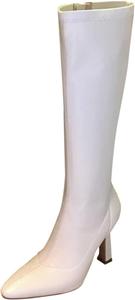 Generic Женские сапоги до колена черные с широким голенью, кожаные с каблуком, на молнии, для осенней и зимней погоды, однотонные