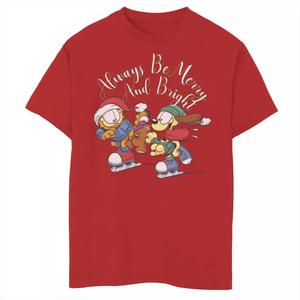 Футболка с рисунком Garfield Merry And Bright Holiday для мальчиков 8–20 лет Licensed Character