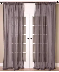 Превосходная льняная занавеска - однотонная льняная штора с карманом на штанге Ihi Home, pewter