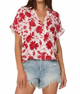 Блузка с цветочным принтом красная Velvet Heart