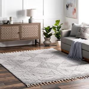 nuLOOM Kerry Geometric ковер 122 x 183 см для гостиной, спальни, столовой и кухни, светло-серый