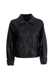 Куртка кожаная Mina с лямками на рукавах Freshlions, черный