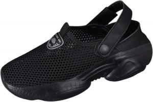 Женские летние вязаные сандалии на платформе с закрытым носком, дышащие, без застежки, повседневная обувь для пляжа, прогулок, йоги, путешествий Generic, Black