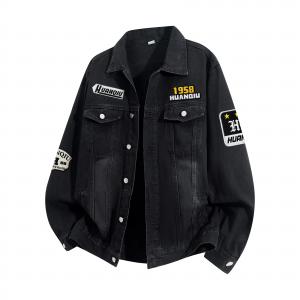Джинсовая куртка Unisex Lapel Moderate Print HUANQIU, черный