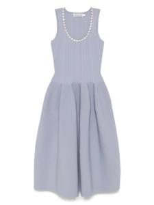 Платье миди в рубчик, украшенное стразами Self-Portrait, синий