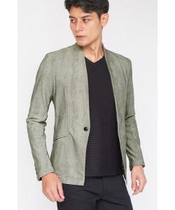 Куртка без воротника из джинсовой ткани с принтом "ТОРНАДО МАРТ" Tornado Mart, цвет Gray