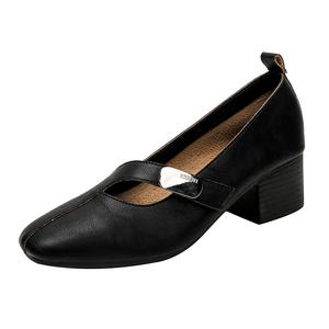 Туфли Мэри Джейн на массивном каблуке для женщин JIUXINGDAO, Black