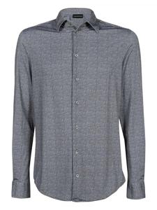 Рубашка с узором «гусиная лапка» Emporio Armani, черный