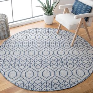 Ковер SAFAVIEH, 183 x 183 см, Montauk Collection Navy/Beige MTK652N ручной работы из хлопка с бахромой