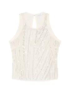 Блузка без рукавов с вышивкой Patrizia Pepe, бежевый