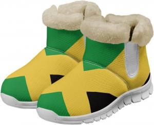 Зимние женские ботинки JoyLamoria Bee Daisy с принтом, утепленные мехом, противоскользящие, модные прогулочные ботиночки для женщин и девушек, утепленные уличные пушистые легкие ботинки, Jamaican Flag