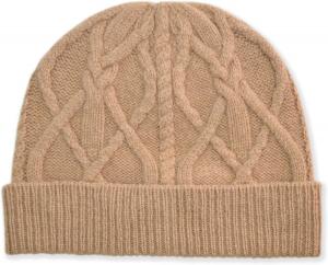 Женская шерстяная вязаная шапка-бини Brooks Brothers, мягкая, теплая, зимняя, с плетением кос,, 194851 Tan Brown