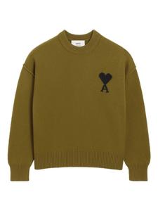 Шерстяной свитер AMI Paris, зеленый