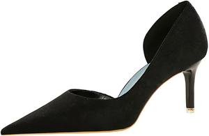 Женские модные офисные туфли с острым носком на высоком каблуке 7,5 см, с боковыми вырезами, закрытые классические туфли-слипоны на шпильке YGJKLIS, Black