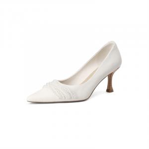 Туфли на тонком каблуке высотой 6,5 см, женские AIQINISHA, White
