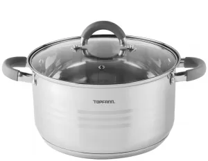 Кастрюля из нержавеющей стали 1,6 л со стеклянной крышкой, кастрюля, суповая кастрюля, универсальная кастрюля, совместима с индукционной плитой, 16 см TOPFANN