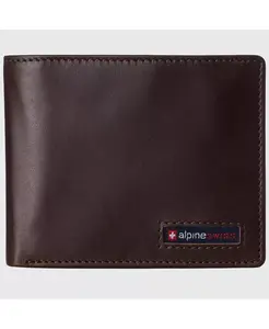 Мужской кошелек Commuter RFID с двумя окошками для удостоверений и отделением для купюр Alpine Swiss, коричневый