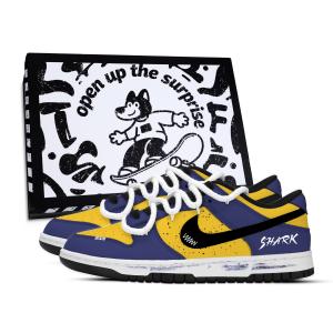 Nike Дунк ремнант шарк блад шадоу нескользящие устойчивые к истиранию лоу-топ скейтборд обувь унисекс yellow blue