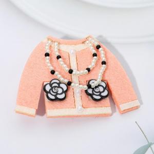 Жемчужное ожерелье с цветочным дизайном, шикарная брошь-заколка для волос на пиджаке Fashnzfab, персиковый