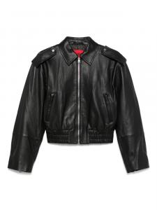 Кожаный бомбер HUGO, черный