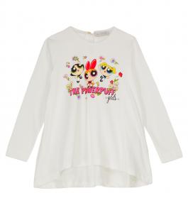 Хлопковая футболка Суперкрошки Monnalisa, Panna