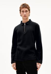 Поло ARMEDANGELS MAARKOS WAFFLE ZIP, Black