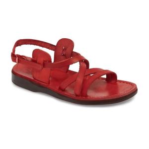 Кожаные босоножки Tzippora с ремешками и открытой пяткой в красном цвете Jerusalem Sandals