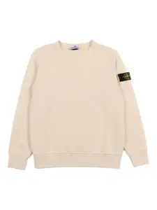 Хлопковый свитшот с нашивкой-компасом Stone Island Junior, белый