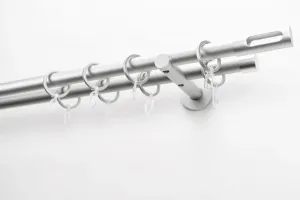 Карниз GARESA "EASY", 2 направляющие, желаемая длина, комплект для штор, выдвижной, торцевая заглушка. вырез М., алюминий, кольца м 65х110 см, Ø 20 мм, цвет silberfarben