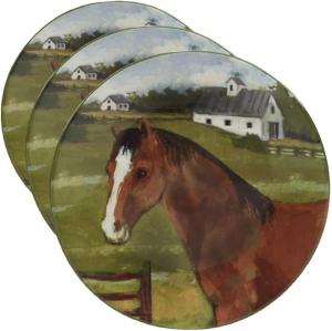 Certified International York Stables салатная/десертная тарелка 21,5 см, ассорти дизайнов, средняя, мультиколор, набор 4 шт (упаковка 3)