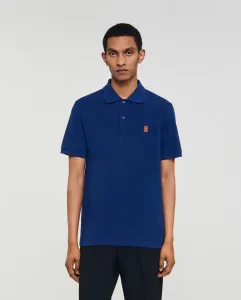 Мужская поло с кожаным логотипом Sandro, темно-синий