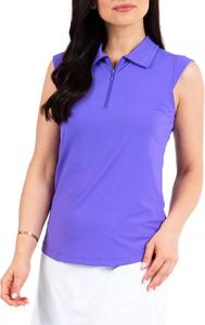 Ibkul Женская футболка-поло для гольфа без рукавов с молнией 1/4