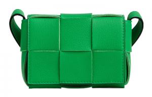 Сумка кроссбоди мини Candy Cassette Intreccio волнистый попугайчик/черный Bottega Veneta