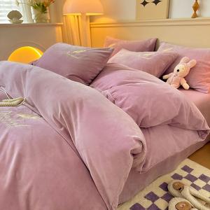 Antarctic Комплект постельного белья из 6 предметов (пододеяльник, простыня на резинке 120 см, 2 наволочки, одеяло 2 кг), двусторонний вельвет, цвет Feather - Light Purple