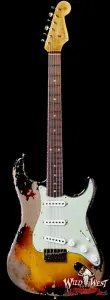 Fender Custom Shop Wild West Guitars 25-летие 1960 Stratocaster с жестким хвостовиком, гриф из мадагаскарского палисандра, Heavy Relic, трехцветный солнечный взрыв, 3,13 кг