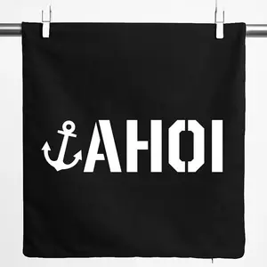 Наволочка Huuraa Ahoy Anchor, подарок моряку, 40x40 см, черный хлопок, подарок Ahoy Anchor Hellweg Druckerei