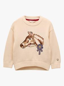 Детский свитер Hattie с хлопковым узором лошади Joules, Cream