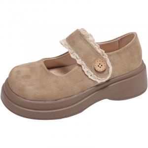 WUJI Винтажные универсальные платформы с низким вырезом в стиле Мэри Джейн для женщин, летний стиль Мори с милым кружевом - цвет хаки, цвет Khaki