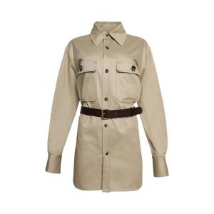 Платье Saint Laurent Button Up Dress With Belt, бежевый