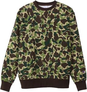 Толстовка с длинными рукавами Champion C3-Y001, круглый вырез, 100% хлопок, США, графический логотип, камуфляжная толстовка с круглым вырезом, мужская повседневная, зеленый