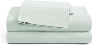Tommy Hilfiger Комплект постельного белья King (пододеяльник 229x229 см, простыня 193x203 см, наволочка 51x76 см), хлопковая ткань шамбре, легкое плетение, нежная текстура, зеленый