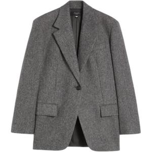 Блейзер однобортный с узором «елочка» WEEKEND MaxMara, серый