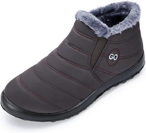 Женские зимние ботинки HARENCE с комфортным теплым мехом, короткие водонепроницаемые ботинки на липучке для улицы, Coffee